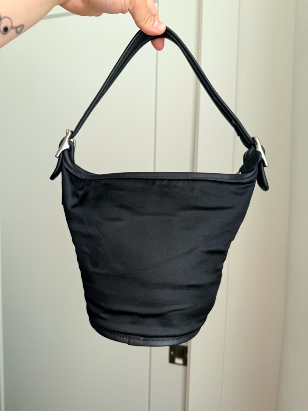 Coach Maggie 8100 Black Velvet Mini Bucket Bag with Top Handle